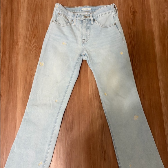 Lucky Brand Light Blue Straight-Leg Jeans with Yellow Daisy Embroidery - Picture 7 of 13
